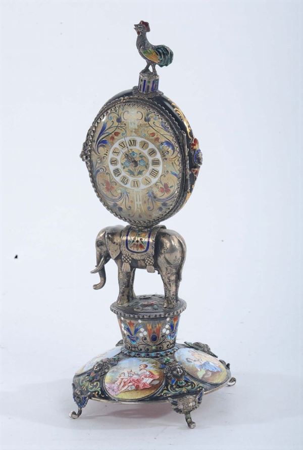 Orologio da scrivania con smalti, Austria XIX secolo