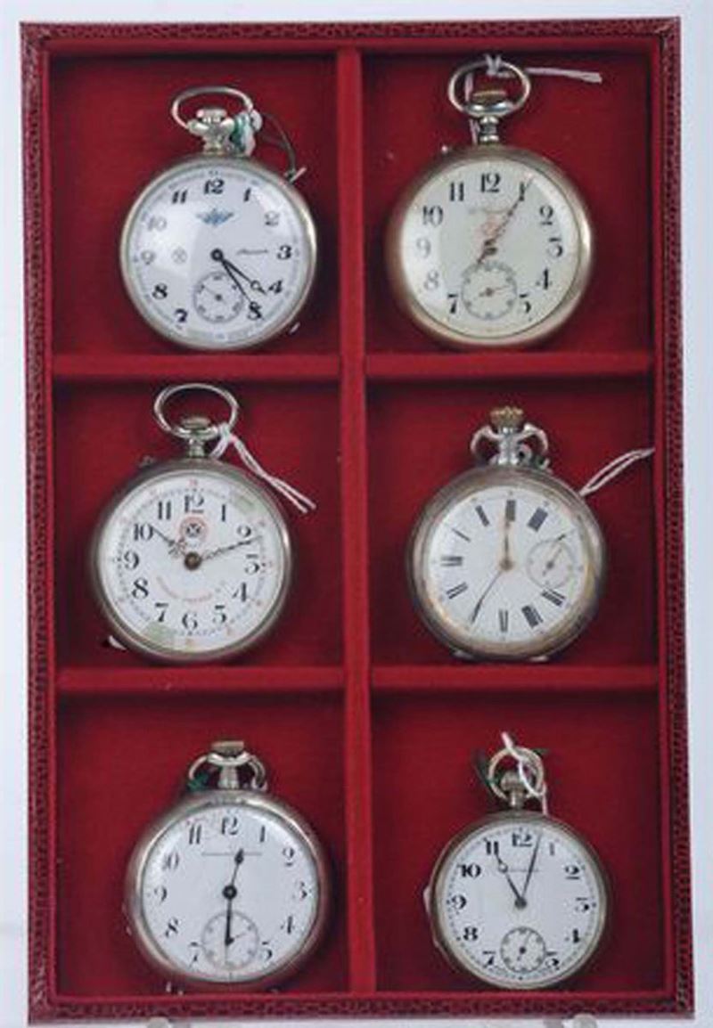 Sei orologi da tasca in metallo  - Asta Gioielli e Orologi Antichi e Conemporanei - Cambi Casa d'Aste