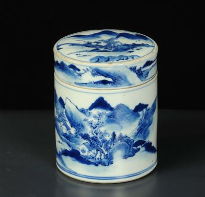 Scatola Cilindrica con Coperchio in Porcellana, Cina XX Secolo