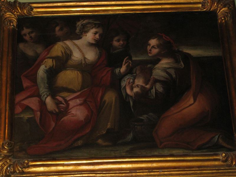 Scuola Lombarda del XVII secolo Ritrovamento di Mosè  - Asta Antiquariato e Dipinti Antichi - Cambi Casa d'Aste