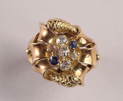 Anello con Rose di Diamanti e Zaffiri