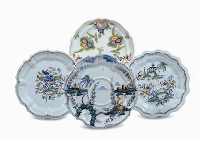 Quattro Piatti in Maiolica, Bassano XVIII Secolo