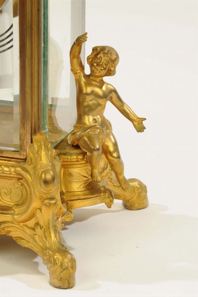 Orologio da Tavolo in Bronzo Dorato e Cristallo, Francia Fine XIX Secolo