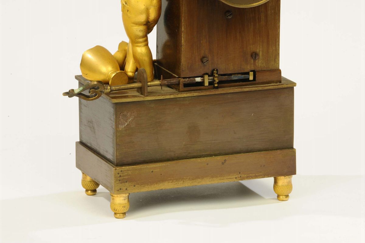 Orologio da Tavolo Carlo X in Bronzo con Putto Dorato, Francia 1830 Circa