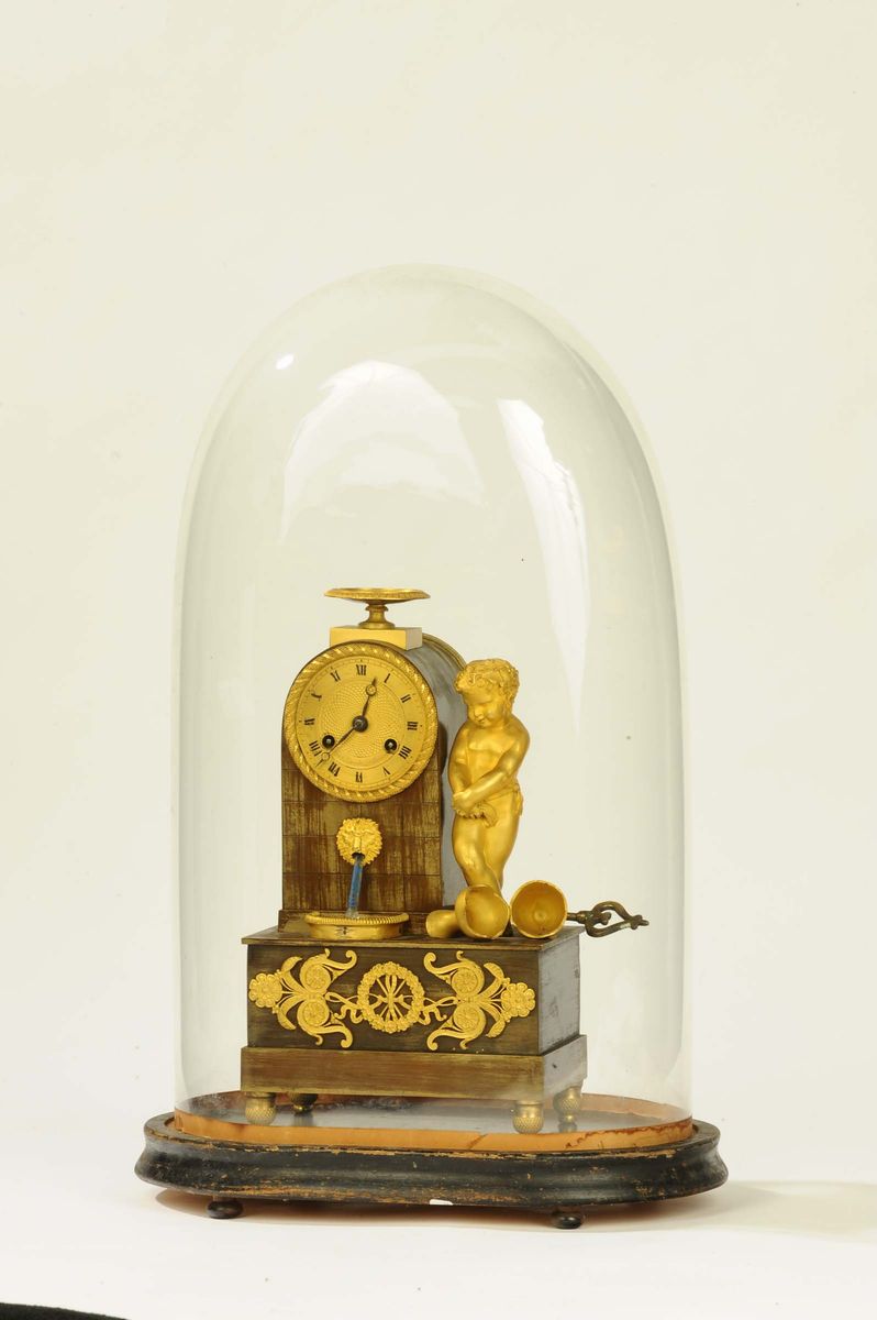 Orologio da Tavolo Carlo X in Bronzo con Putto Dorato, Francia 1830 Circa