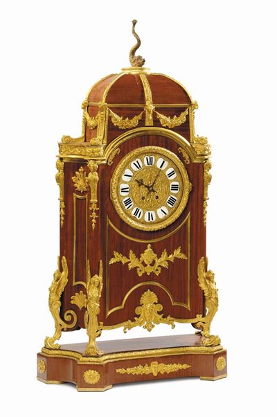 Grande Orologio Impiallacciato in Palissandro e Bronzi Dorati, Francia XIX-XX Secolo