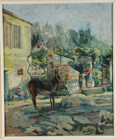 Primo Nolli (1899-1996)paesaggio con Asino