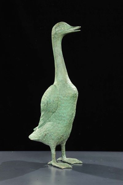 Fusione in Bronzo Raffigurante Anatra, Tailandia XX Secolo