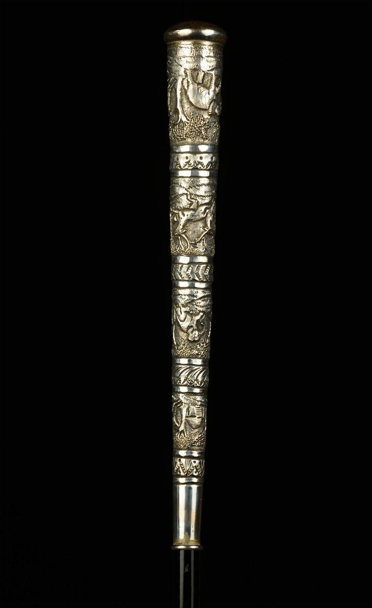 Bastone da passeggio con impugnatura in argento 85%, India XIX secolo  - Auction Oriental Art - Cambi Casa d'Aste