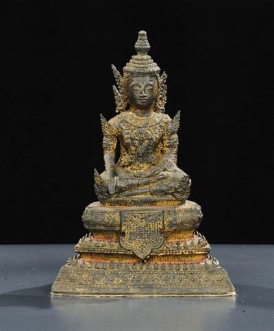 Buddha Seduto in Bronzo, Tailandia XIX Secolo