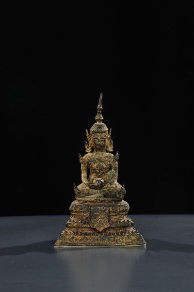 Buddha Seduto in Bronzo, Tailandia XIX Secolo