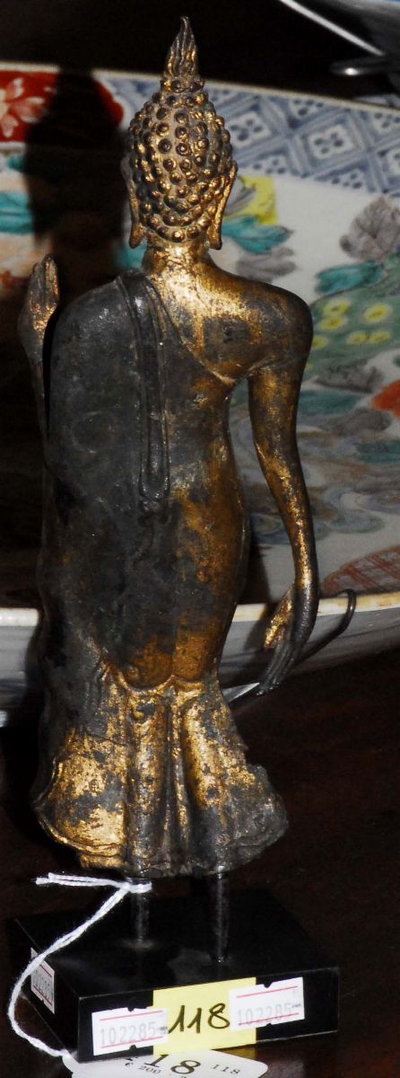 Walking Buddha in Bronzo Dorato, Tailandia XIX Secolo