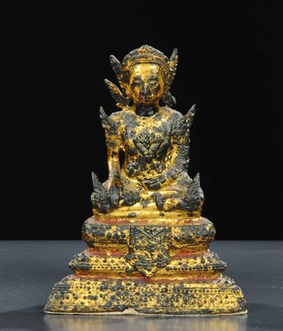 Buddha Seduto in Bronzo, Tailandia XIX Secolo