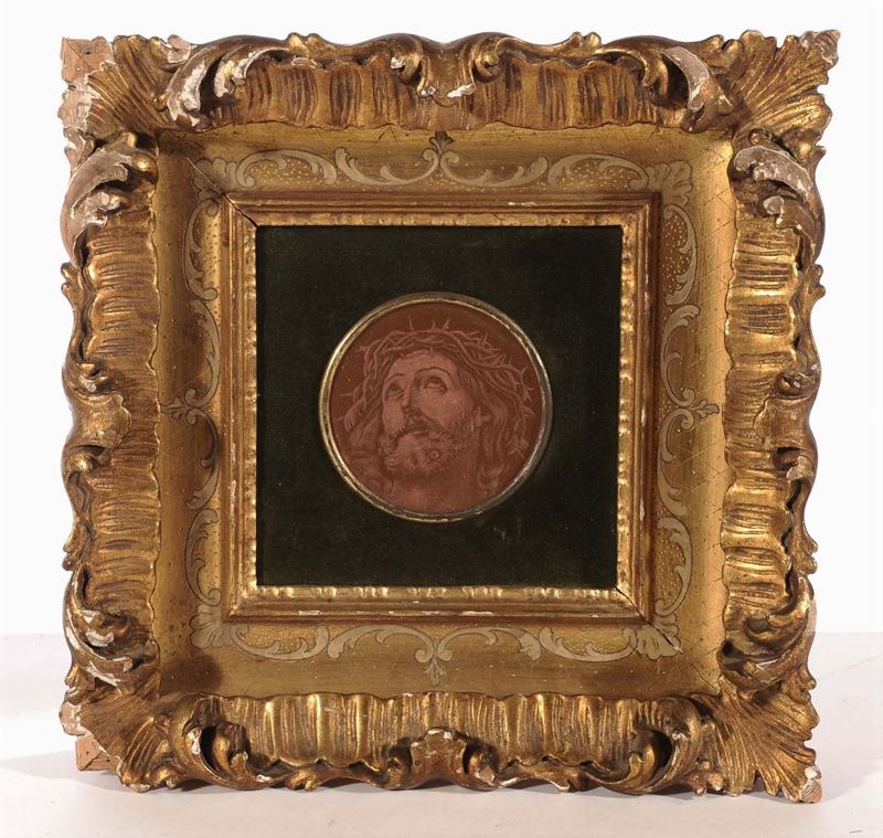 Incisione in cornice dorata raffigurante Ecce Homo, XX secolo  - Auction Antiques and Old Masters - Cambi Casa d'Aste