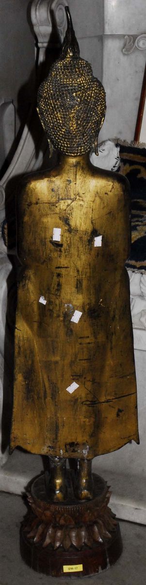 Buddha in Piedi in Bronzo Dorato,tailandia, Copia del XVIII Secolo