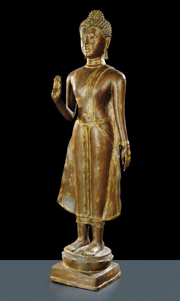 Buddha in piedi in bronzo, Tailandia XVIII secolo