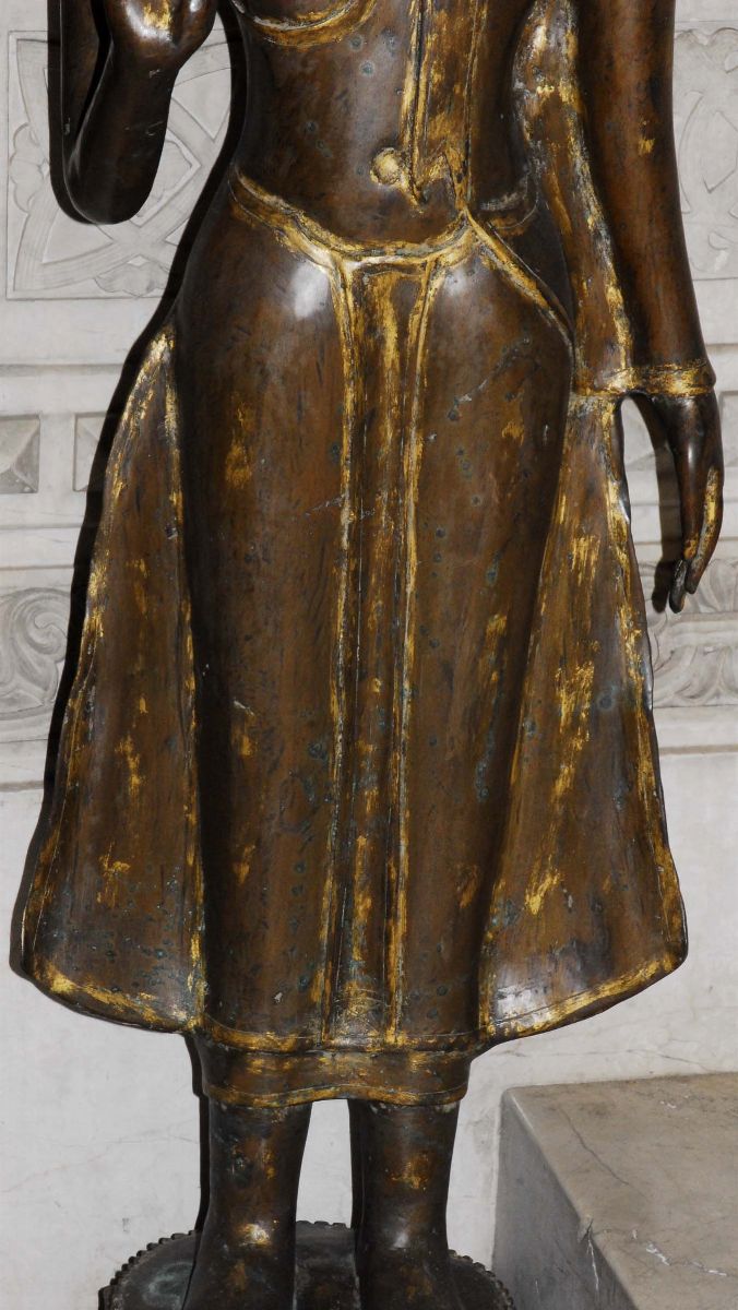 Buddha in Piedi in Bronzo, Tailandia XVIII Secolo
