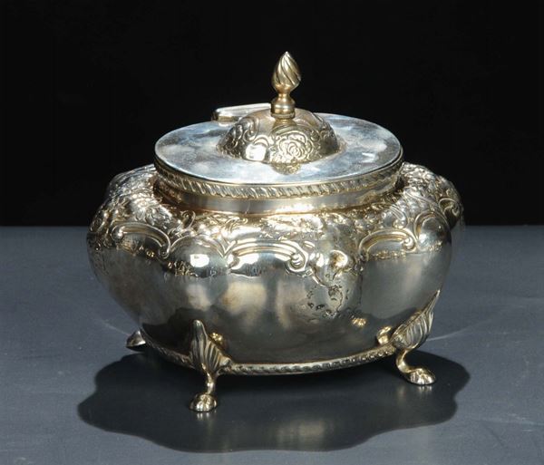 Porta tè in argento, Birmingham 1897, gr. 150 circa