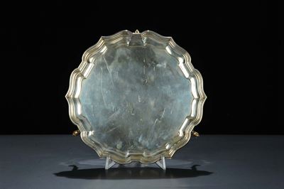 Salver in Argento Birmingham 1914, Gr. 600 Circa