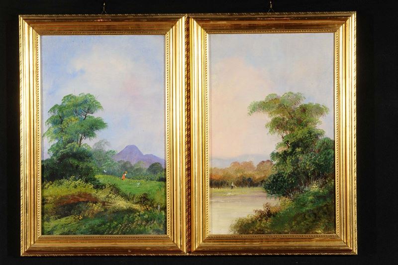 Henry Markò (1855-1921) Paesaggio campestre Paesaggio campestre  - Asta Dipinti del XIX e XX secolo - II - Cambi Casa d'Aste
