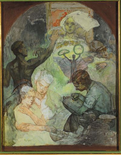 Alphonse Mucha (1860-1939)studio per un Manifesto