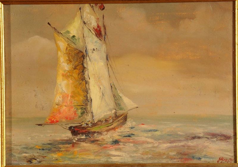 Scuola Russa del XX secolo Marina  - Asta Dipinti del XIX e XX secolo - II - Cambi Casa d'Aste