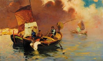 Salvatore Balsamo (1894-1922)pescatori nella Baia di Napoli
