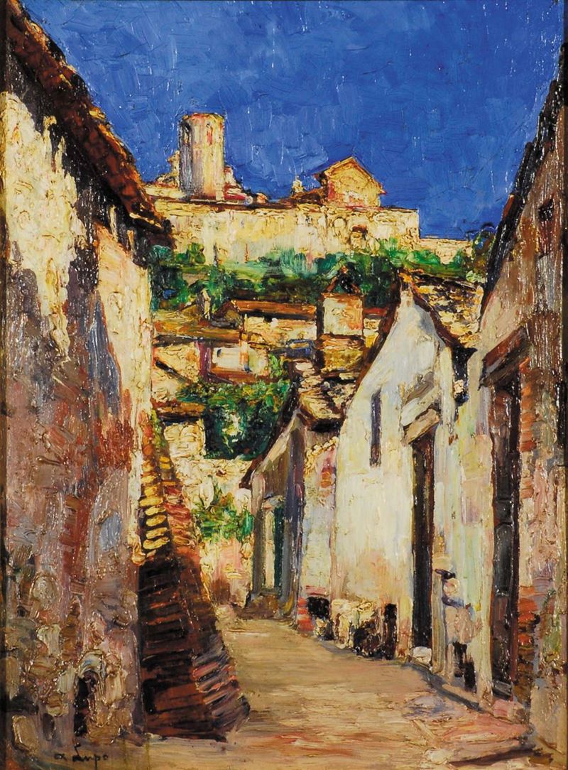 Alessandro Lupo (1876-1953) Scorcio di paese  - Auction 19th and 20th century paintings - II - Cambi Casa d'Aste