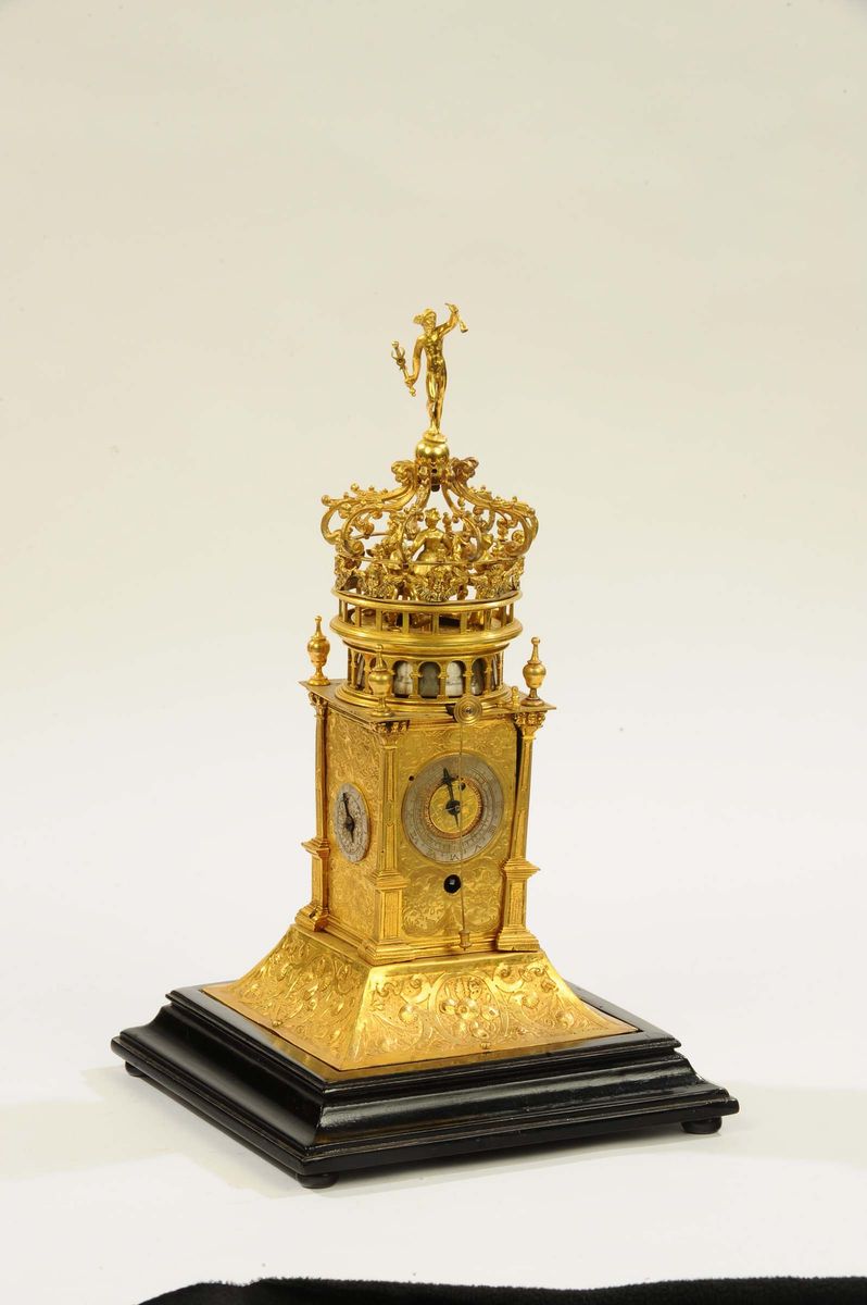 Orologio Rinascimentale Astronomico con Automi Raffigurante Fortezza Medievale, Germania Ausburg ...