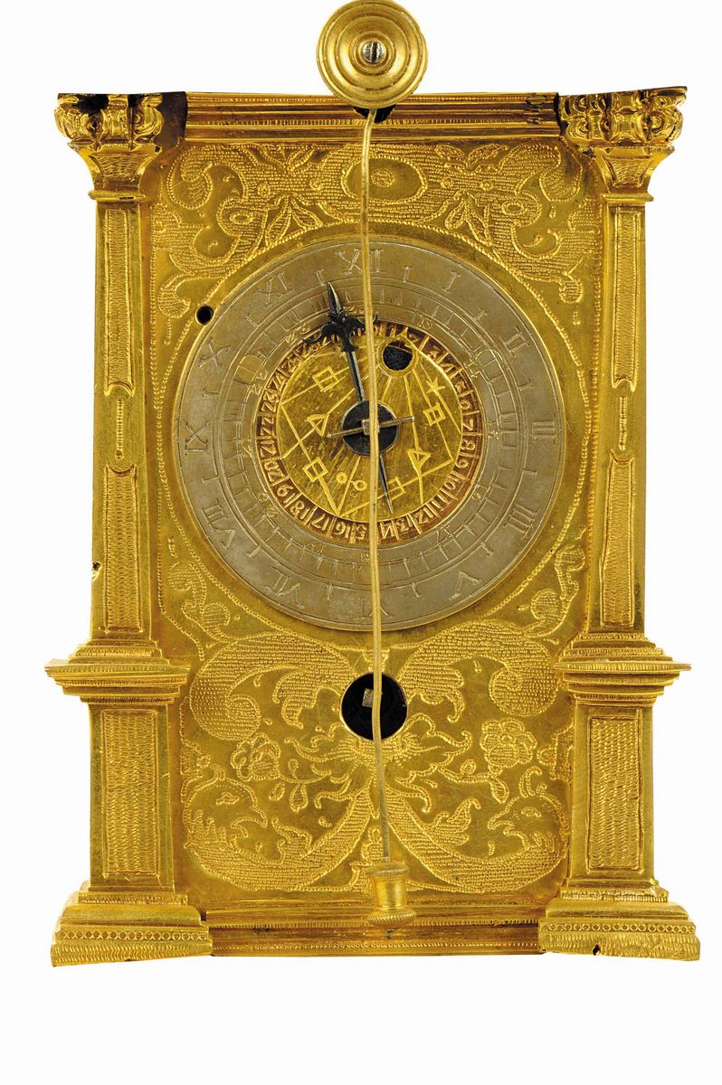 Orologio Rinascimentale Astronomico con Automi Raffigurante Fortezza Medievale, Germania Ausburg ...