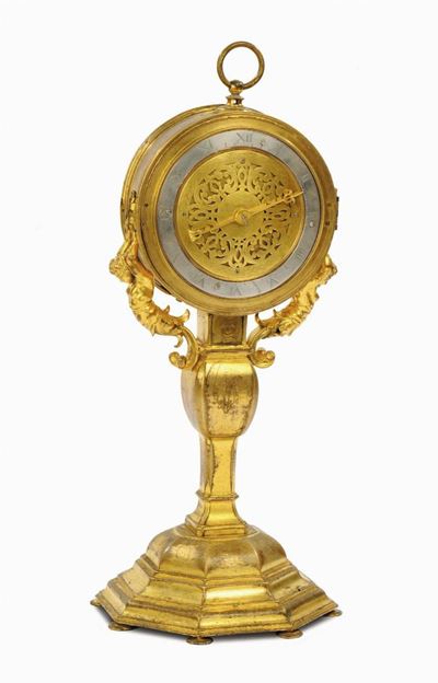 Orologio Ostensorio in Bronzo e Rame Inciso, Dorato e Argentato, Germania 1580-1600