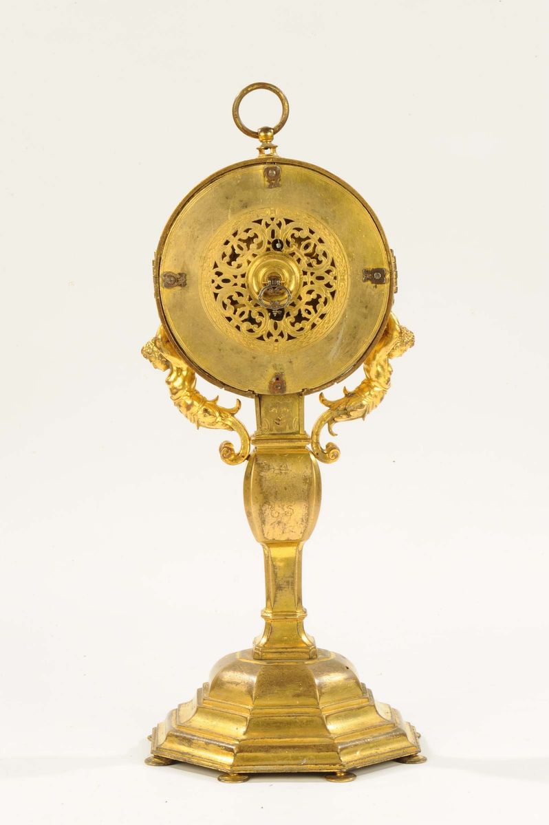 Orologio Ostensorio in Bronzo e Rame Inciso, Dorato e Argentato, Germania 1580-1600