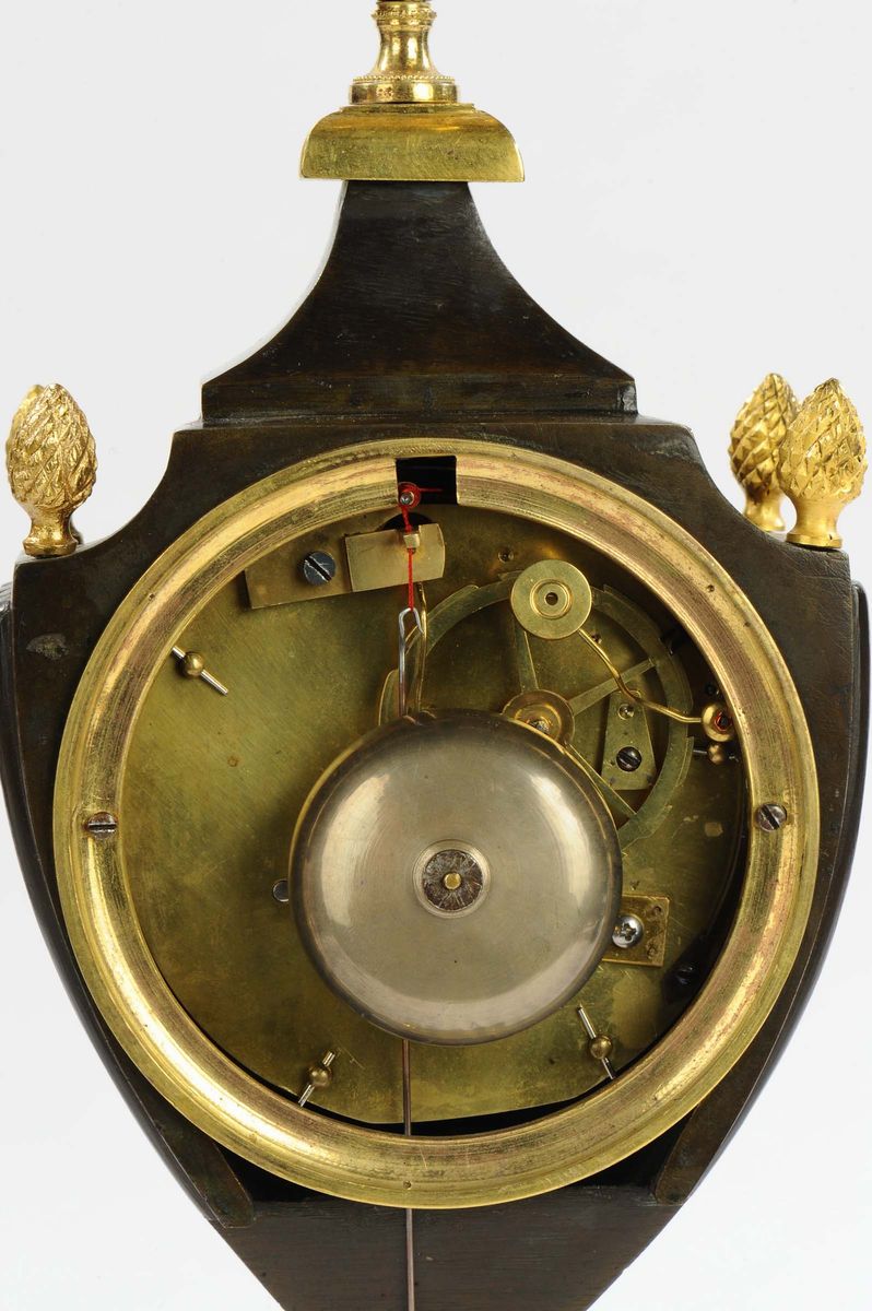 Orologio Impero a Vaso in Bronzo Dorato e Patinato, XIX Secolo
