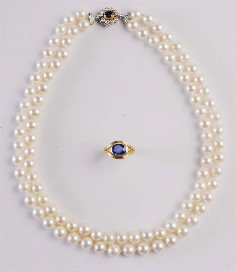Lotto composto da collana di perle ed anello  - Auction Ancient and Contemporary Clocks and Jewels - Cambi Casa d'Aste