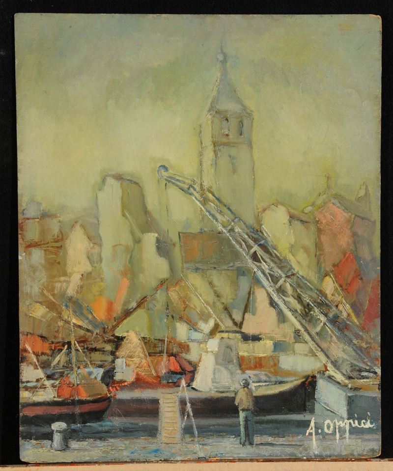 Aldo Oppici (XX secolo) Porto di Savona  - Asta Dipinti del XIX e XX secolo - II - Cambi Casa d'Aste