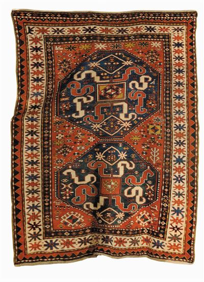 Tappeto Caucasico Kazak a Nuvole, Fine XIX Inizio XX Secolo