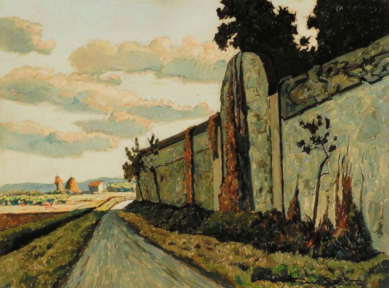 Gino Romiti (1881-1967) Strada di campagna  - Auction 19th and 20th Century Paintings - Cambi Casa d'Aste