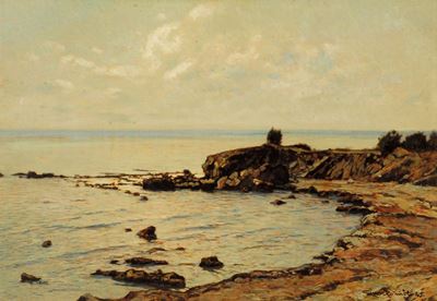 Gino Romiti (1881-1967)marina con Scogli