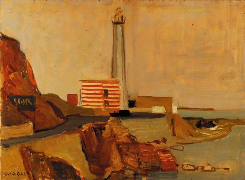 Carlo Quaglia (1903-1970) Faro a Vado Ligure, 1953  - Asta Carlo Quaglia, un'antologia dell'opera - I - Cambi Casa d'Aste