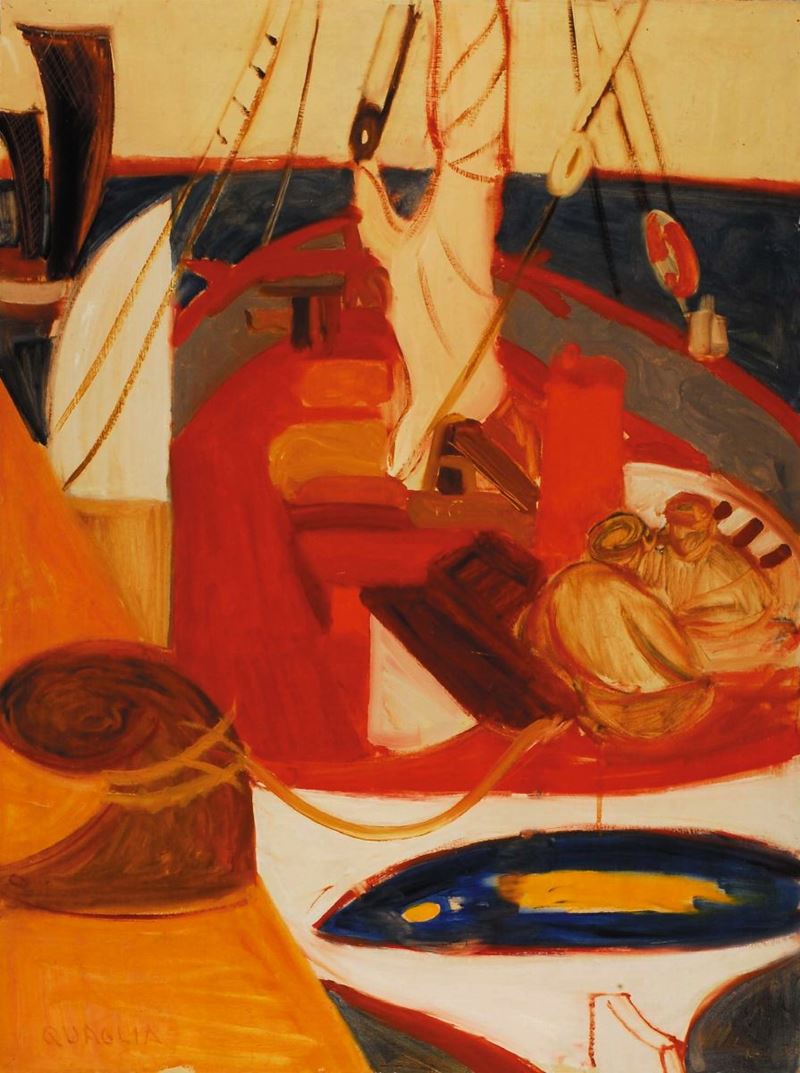 Carlo Quaglia (1903-1970) Ormeggio, 1955  - Asta Carlo Quaglia, un'antologia dell'opera - I - Cambi Casa d'Aste