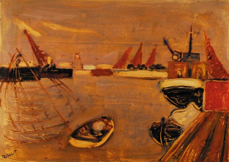 Carlo Quaglia (1903-1970) La Darsena, 1953  - Auction Carlo Quaglia, an anthology of the work - I - Cambi Casa d'Aste