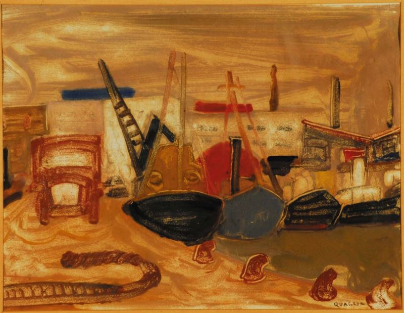 Carlo Quaglia (1903-1970) Al porto, 1955  - Auction Carlo Quaglia, an anthology of the work - I - Cambi Casa d'Aste