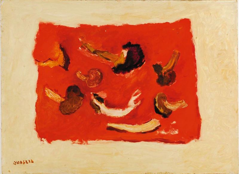 Carlo Quaglia (1903-1970) Funghi su fondo rosso, 1960  - Auction Carlo Quaglia, an anthology of the work - I - Cambi Casa d'Aste