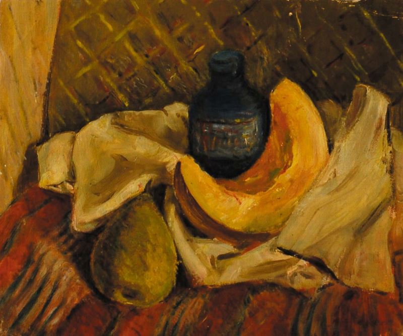 Carlo Quaglia (1903-1970) Piccola natura morta con melone, 1947  - Asta Carlo Quaglia, un'antologia dell'opera - I - Cambi Casa d'Aste