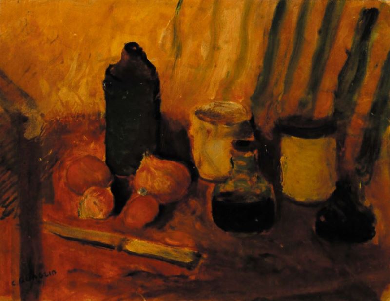 Carlo Quaglia (1903-1970) Piccola natura morta con coltello, 1947  - Asta Carlo Quaglia, un'antologia dell'opera - I - Cambi Casa d'Aste