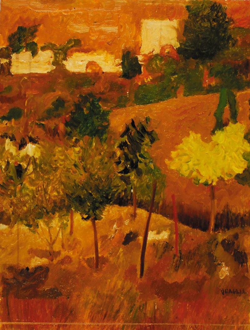 Carlo Quaglia (1903-1970) Campagna umbra in autunno, 1961  - Asta Carlo Quaglia, un'antologia dell'opera - I - Cambi Casa d'Aste