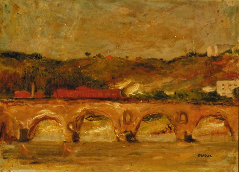 Carlo Quaglia (1903-1970) Ponte sul Tevere, 1949  - Asta Carlo Quaglia, un'antologia dell'opera - I - Cambi Casa d'Aste