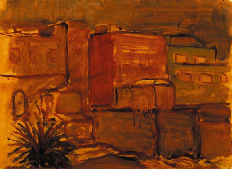 Carlo Quaglia (1903-1970) Piccolo paesaggio con palma, 1960  - Asta Carlo Quaglia, un'antologia dell'opera - I - Cambi Casa d'Aste