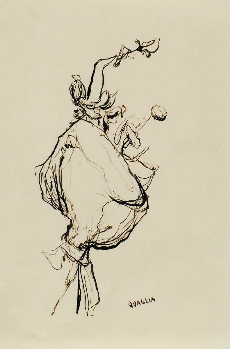 Carlo Quaglia (1903-1970) Fiori nella carta n° 2  - Auction Carlo Quaglia, an anthology of the work - I - Cambi Casa d'Aste