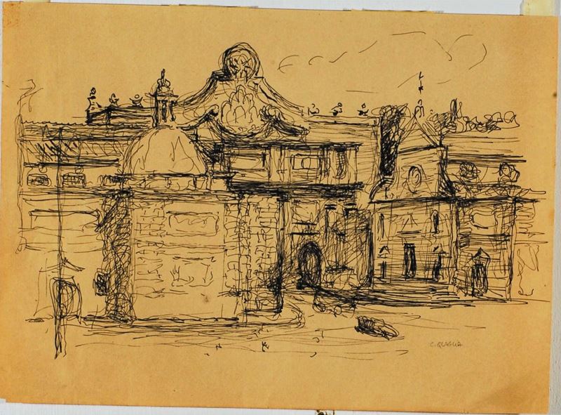 Carlo Quaglia (1903-1970) Porta del Popolo  - Auction Carlo Quaglia, an anthology of the work - I - Cambi Casa d'Aste